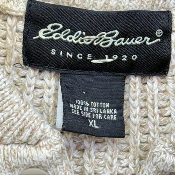 Vintage Eddie Bauer Cotton Fisherman 
Knit Button Collar Sweater - Picture 10 of 13